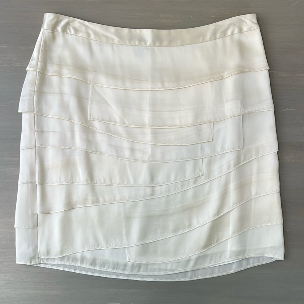 Women’s Ann Taylor Cream Silk Layered Skirt - 2